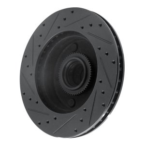 Ford E-150 Club Wagon Brake Rotor (1) - Front Right - R1 Concepts - Drilled & Slotted - Black - `94-`03